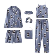 Cartoon Bunny 8 Piece/Set Women Pajamas Set Rayon Silk Spring Pyjamas Female Robe Shorts Shirt Stitch Lingerie 2019 Sleepwear Cartoon Bunny 8 Piece/Set Women Pajamas Set Rayon Silk Spring Pyjamas Female Robe Shorts Shirt Stitch Lingerie 2019 Sleepwear