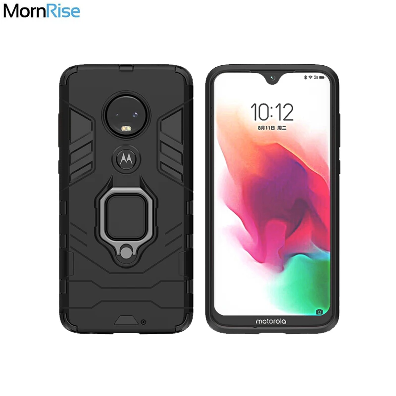 New Dual Layer Phone Cover For Motorala MOTO G7 Case Tough Hybrid Armor Metal Finger Ring Stand Car Holder Magnetic Suction | Мобильные