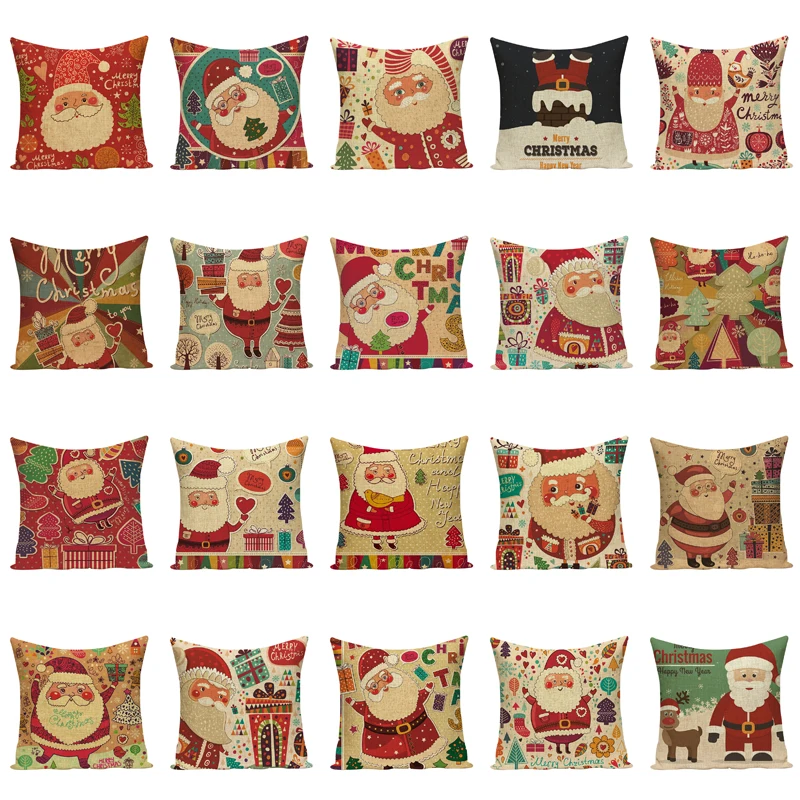 Christmas Holiday Santa Cushion Set 45X45cm Happy Birthday Deer Pillowcase Children's Gift Bedroom Sofa Decoration Supplies | Дом и сад
