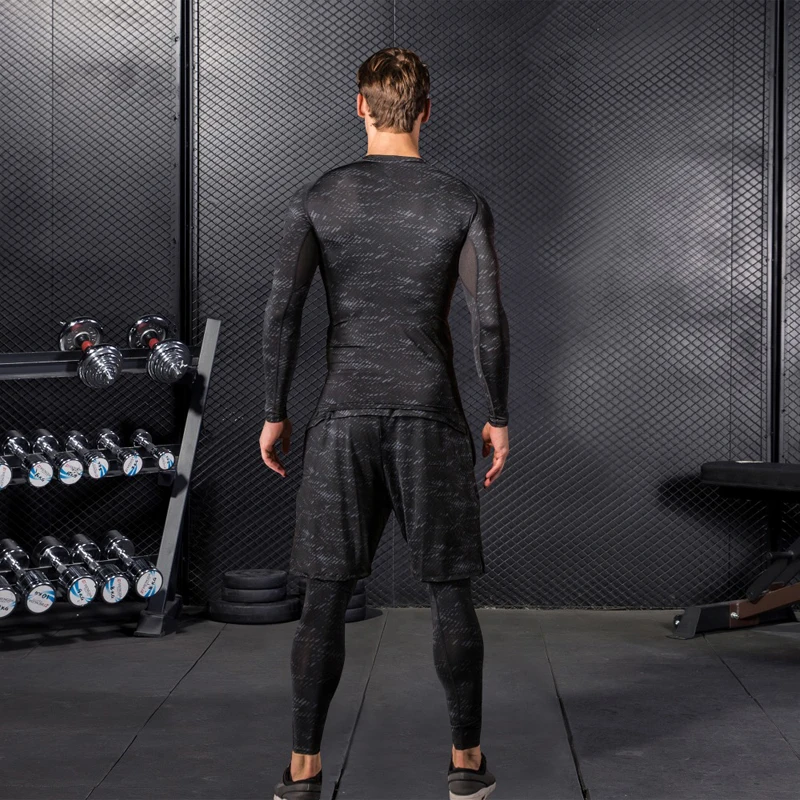 FANNAI Compression Set Men's Sport Suits Running sets Dry Fit Sports Gym Fitness Tights Jogging Rashgard Tracksuit Shorts MMA
