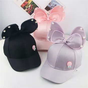 

Cute Kids Children Pearl Bowknot Lollipop Peaked Hats Baseball Cap Sunhat toddler hat baby beanie muts baby