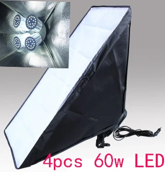 

4PCS 60W LED 50x70cm Photographic Equipment Photo Studio Soft Box Kit Video Four-capped Lamp Holder Lighting Softbox Photo Box