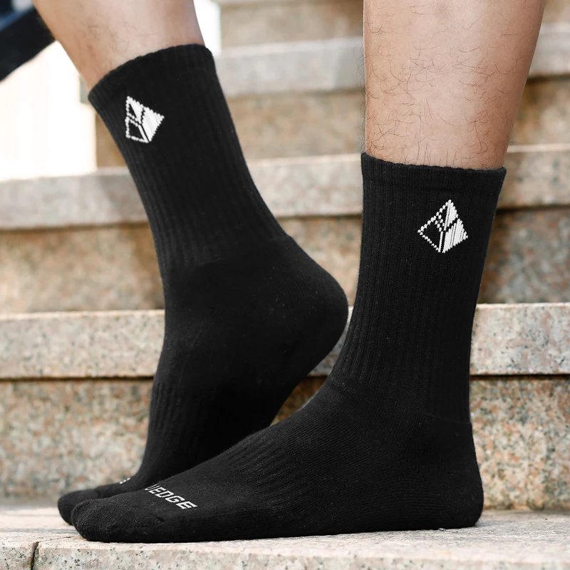 YUEDGE Six Pairs Cotton Cushion Crew Socks Athletic Sports Training Workout Running Walking sport socks skateboard