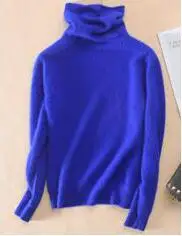 Винтажный натуральный норковый кашемировый свитер, женская мода, водолазка, пуловеры, заводская настройка, любой цвет, размер KSR191 - Цвет: Blue