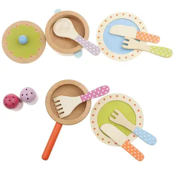 

Wooden Simulation Kitchen Cookware Set Pretend Play Role Playing Game Educational Toys Birthday Gift for Children Kids Toddler