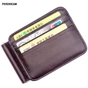 

Cowhide retro US dollar clip metal spring clip wallet Man Woman Card Holder Mini Wallet