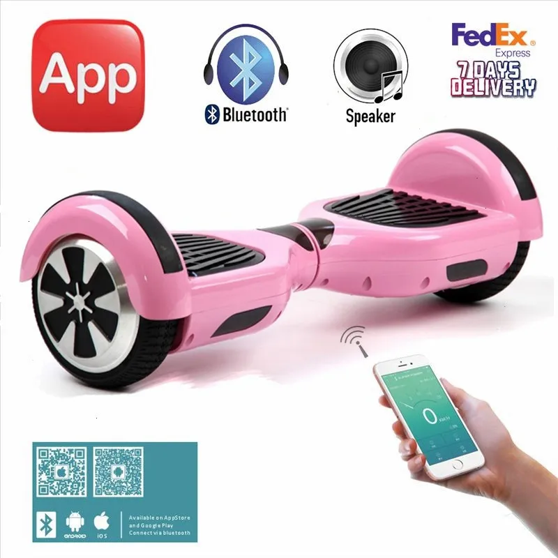 6.5'' Pink Hoverboard Two Wheels Electric Self Balancing Scooter Drift Smart Balancing Electric Scooters Bluetooth Mobile APP