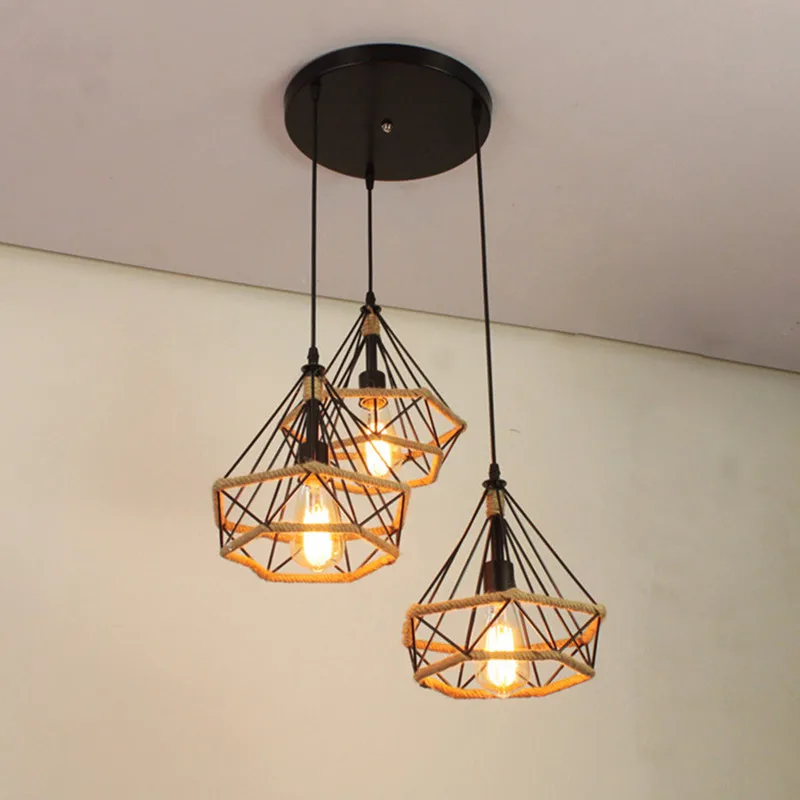 Новый светодиодный подвесной светильник в стиле ретро, лофт, промышленный стиль, пеньковая веревка, подвесной светильник для гостиной