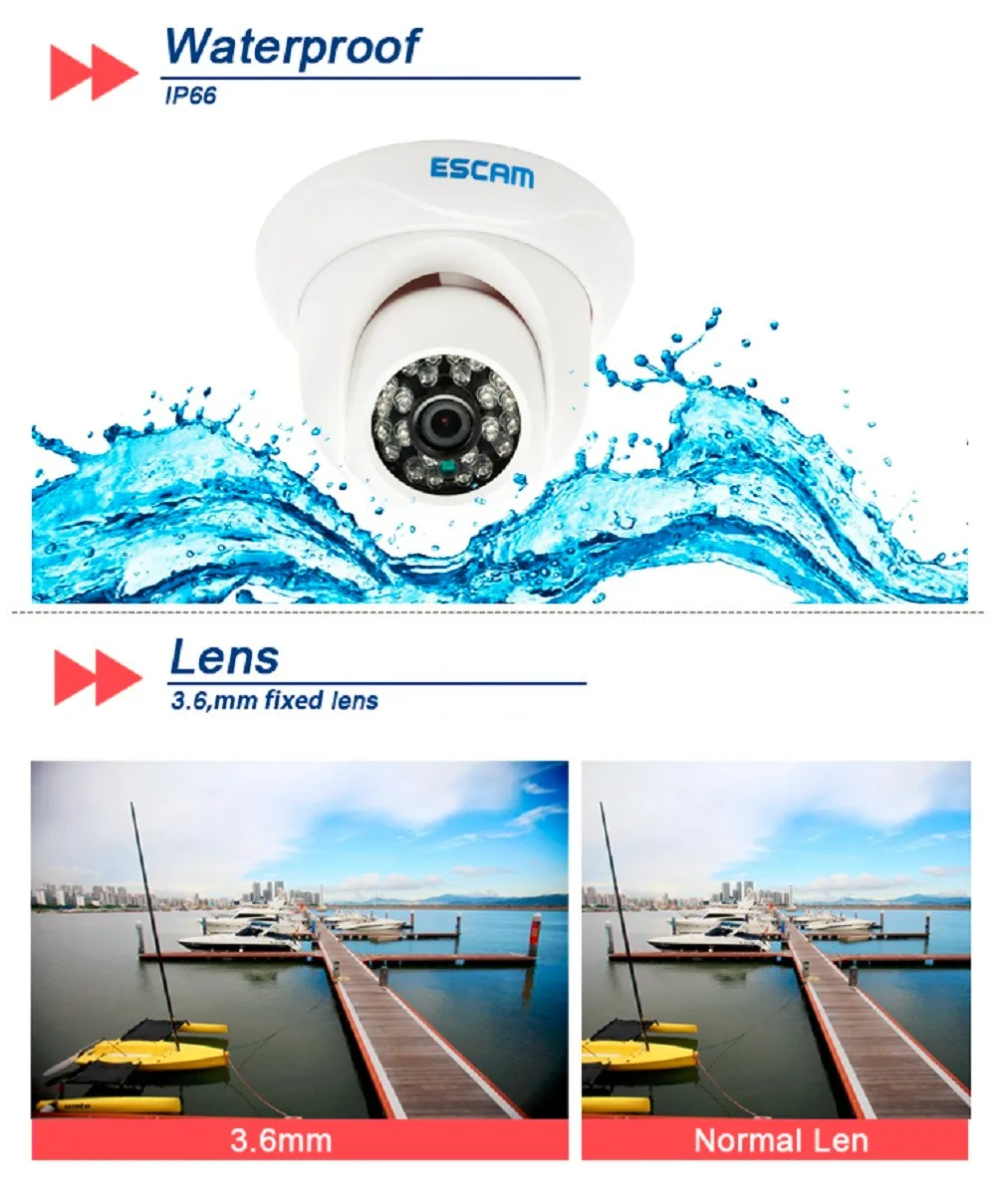 ESCAM Snail QD500 Waterproof Dome IP Camera CCTV 14 Inch 1MP CMOS 720P (2)