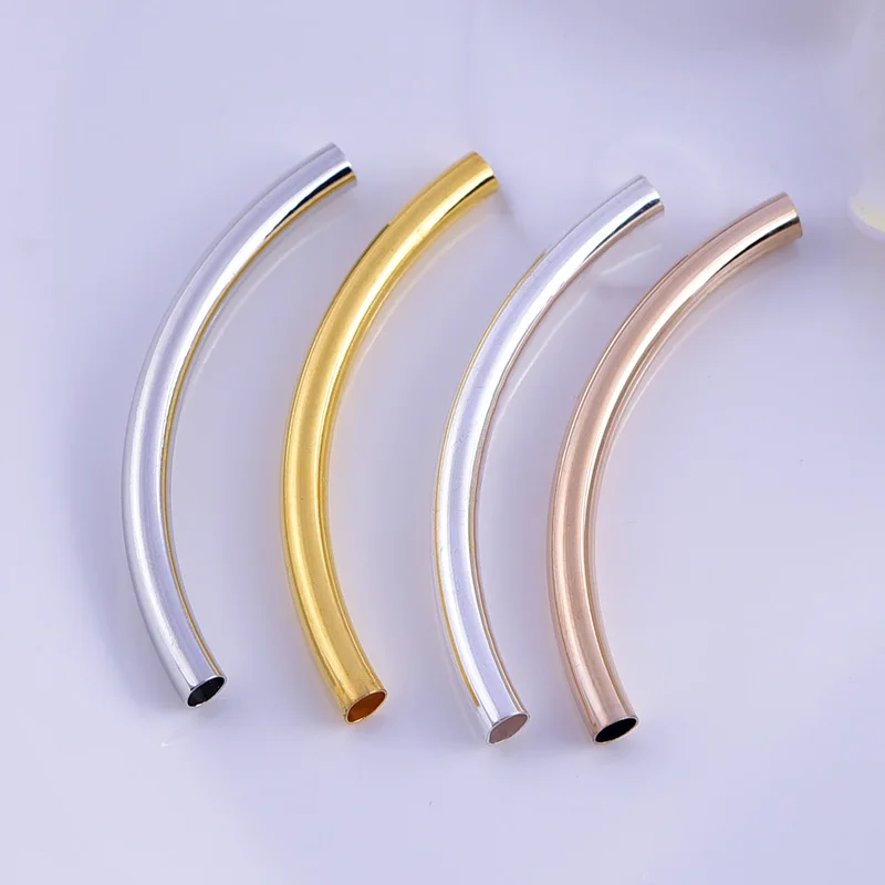 5pcs Zhu Ru 60*5mm Big Long Curved Hollow Round Copper Tube For Jewelry