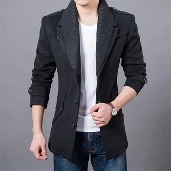 

2018 Men's Business Casual Coats High Quality Double Neck Trench Coat Winter Thicken Man Fashion Windbeaker Warm jacket