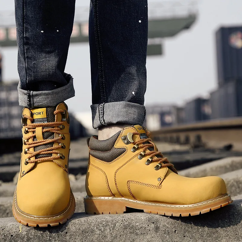 High Top Men Walking Shoes Lace Up Sneakers for Man Wear-resistance Big Size 47 Footwear Comfortable Zapatos De Hombre Yellow High Top Men Walking Shoes Lace Up Sneakers for Man Wear-resistance Big Size 47 Footwear Comfortable Zapatos De Hombre Yellow