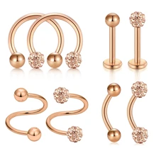 JFORYOU 8 шт. серьги из нержавеющей стали украшение для козелка Daith Conch серьги, Надеваемые На ушной хрящ кольцо для носа CZ Пирсинг носа скрученная спираль