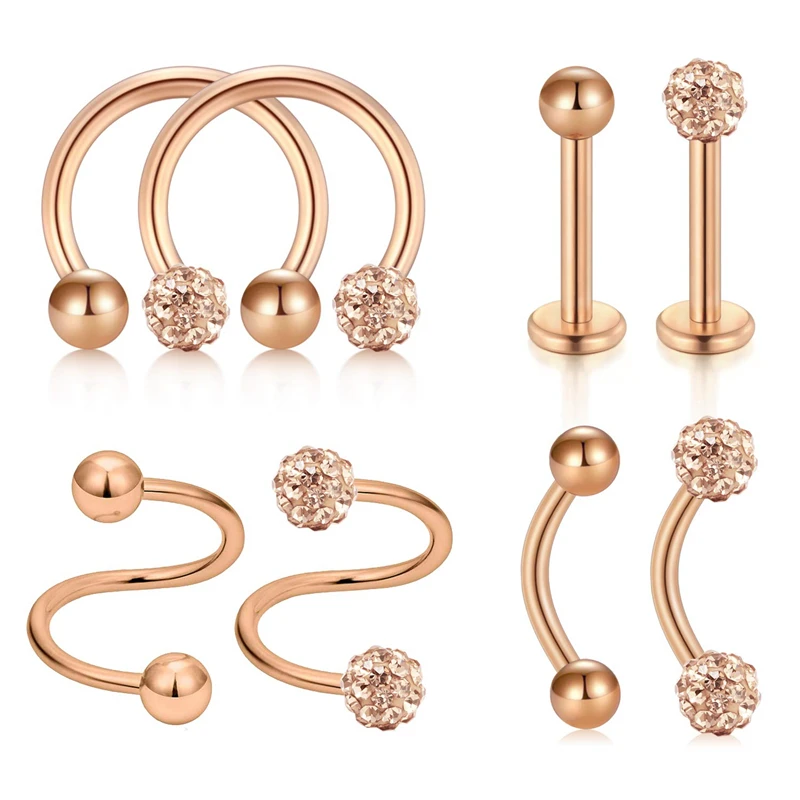 

JFORYOU 8 Pcs Stainless Steel Ear Helix Tragus Daith Conch Cartilage Earring Nose Rings Hoop CZ Nose Piercing Twist Spiral