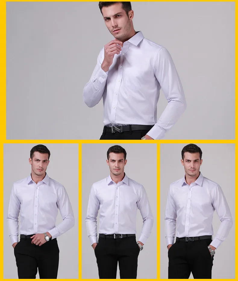 Плюс sizeSpring 2018 Новое прибытие Мужчины Мужская классическая рубашка в простом стиле твил с отложным воротником мужские рубашки высокого