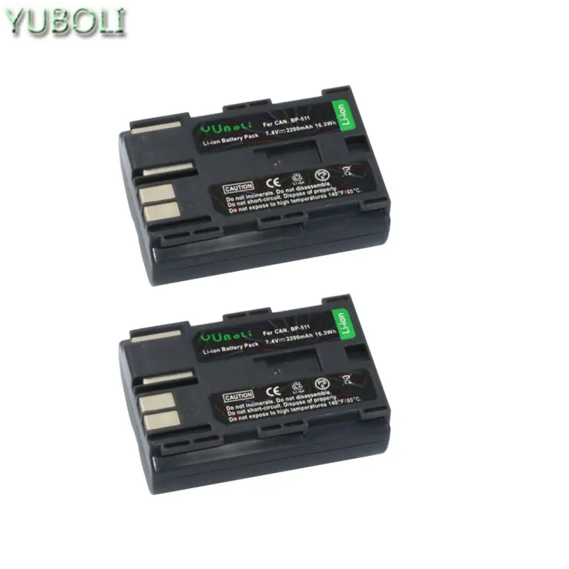 4 шт. 2200 мА/ч, BP-511A BP-511 BP 511 BP511 BP511A Батарея+ ЖК-дисплей USB Dual Зарядное устройство для цифровой однообъективной зеркальной камеры Canon EOS 40D 300D 5D 20D 30D 50D - Цвет: 2battery