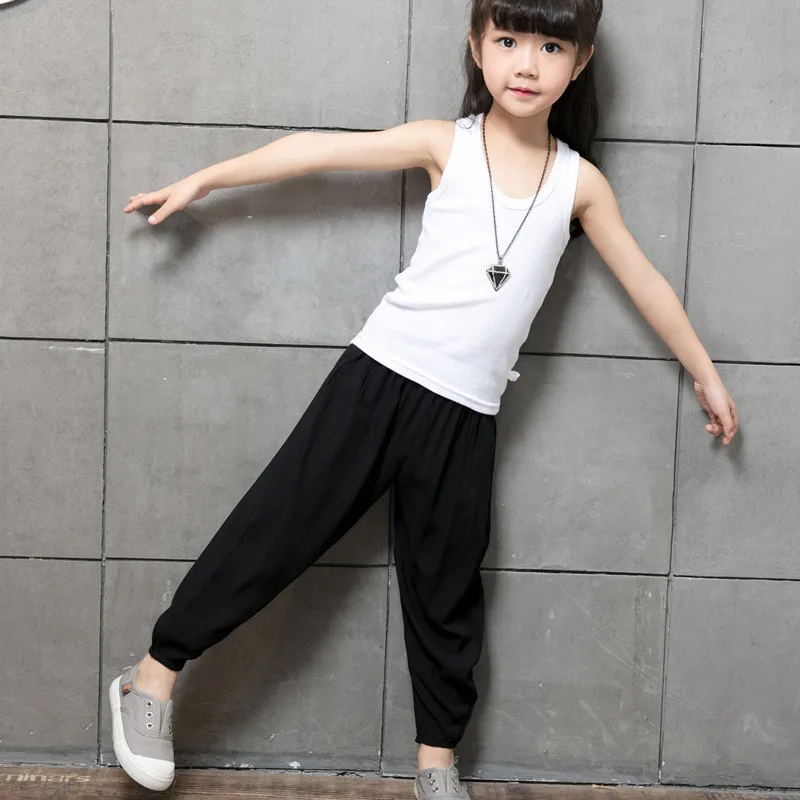 Summer Kids Harem Pants For Boys Beach Wear Floral Print Trousers Girls