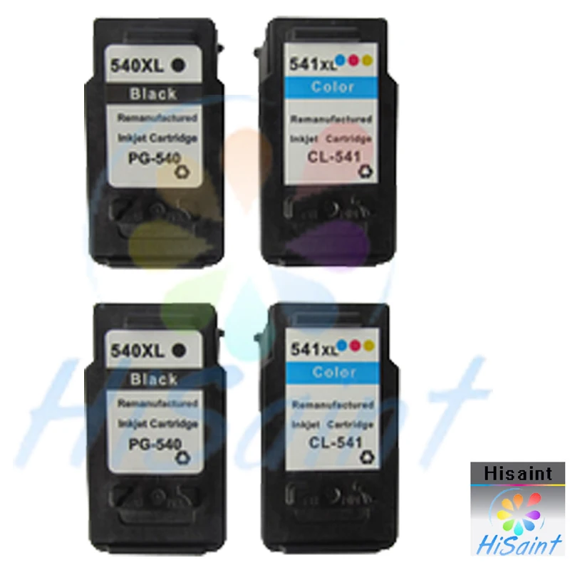 Free shipping [Hisaint] 4PK For Canon 540XL 541XL PG 540 CL 541 Ink Cartridge Pixma