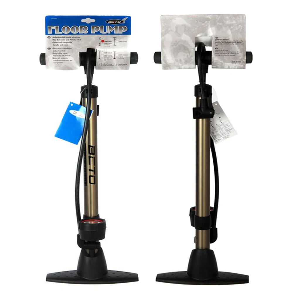 BETO Dual Valve Bike Air Pump Bicycle Pump With Gas Pressure Aluminum