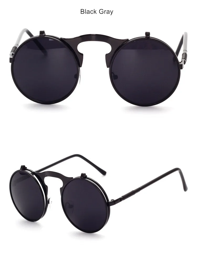 YOOSKE высокое качество стимпанк Солнцезащитные очки для женщин и мужчин брендовые круглые раскладушки очки металлическая оправа Мужские Женские зеркальные солнцезащитные очки