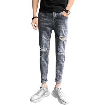 

Hot Sale Retro Mens Jeans Summer All Match Denim Ripped Jeans Men Slim Fit Casual Men's Jeans Streetwear Hip Hop Pants Men 34-28