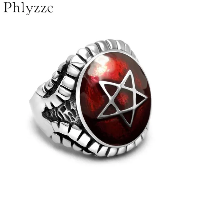 Fashion Women Rings Pentagram Star Vintage Black Purple Red Mens Ring