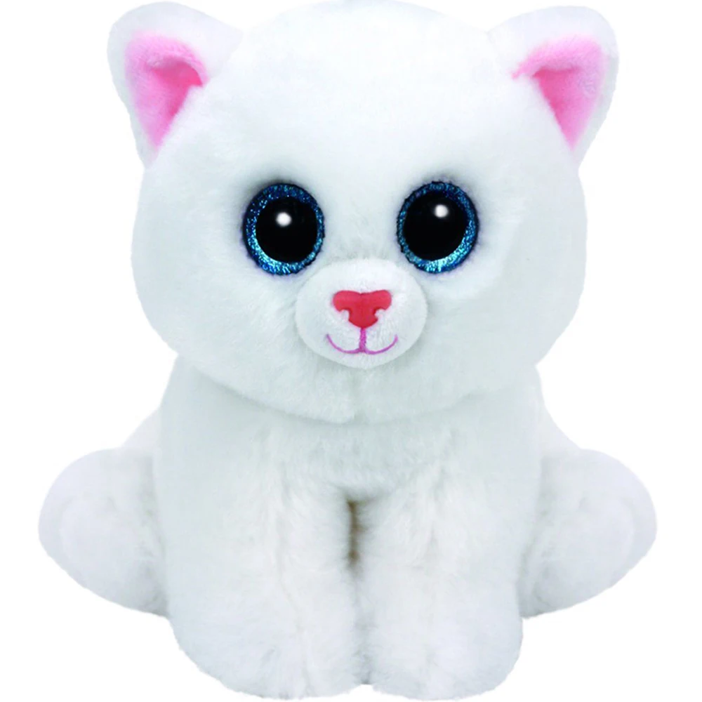 

Pyoopeo Ty Beanie Babies 6" 15cm Pearl the White Cat Plush Regular Soft Stuffed Animal Collection Doll Toy with Heart Tag