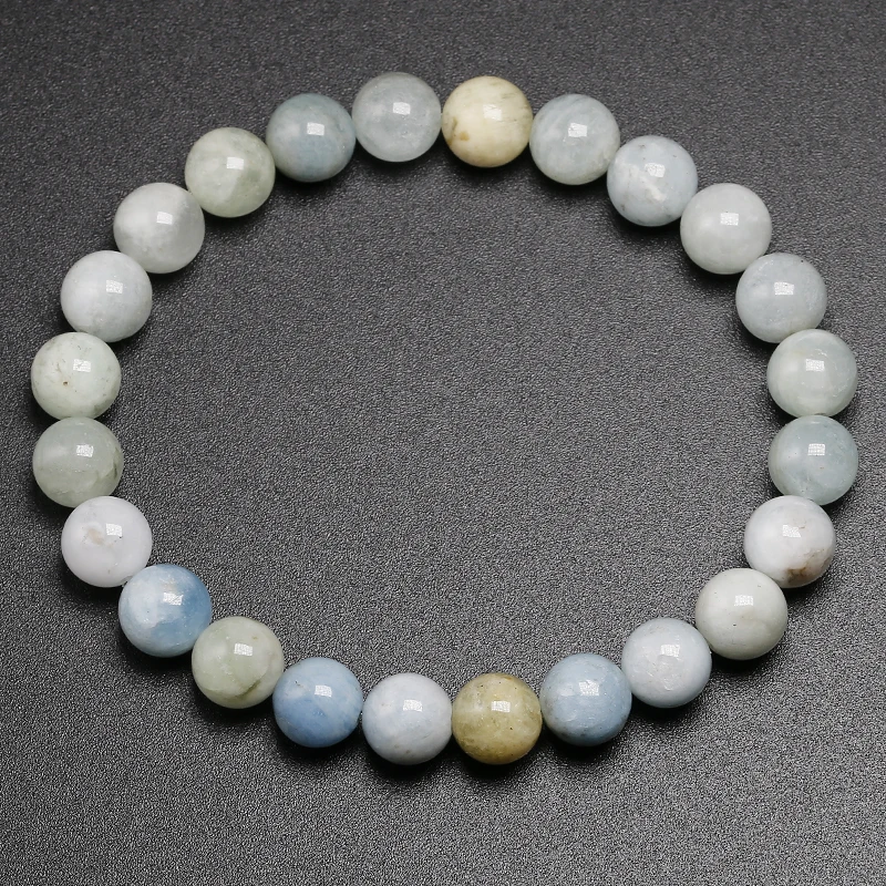 Genuine Natural Gem Stone Bracelet Meditation Mala Spirituality Green Morganite beryl Jewelry Women Men Wedding Party Bracelet - Цвет камня: Beads 8mm