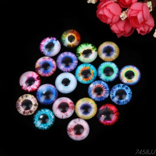 20Pcs/Pack 8mm Glass Eyes for DIY Sewing Dolls Crafts Accessories Cat Eye  Dragon Dinosaur Eye Round Cabochon