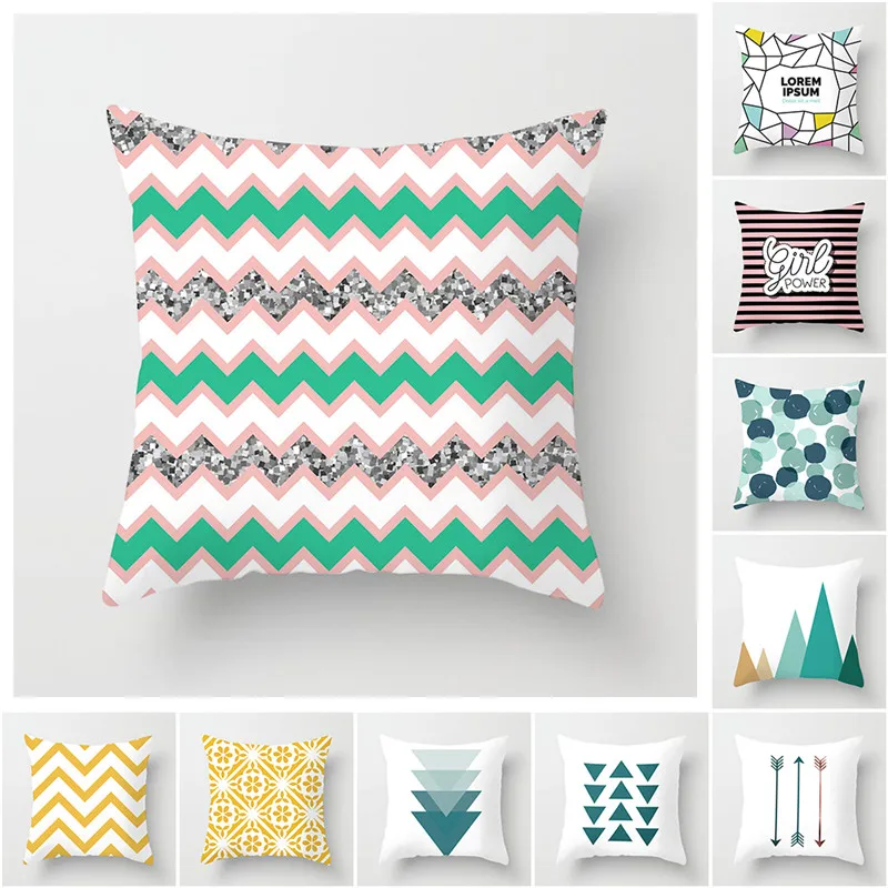 

Fuwatacchi Candy Colors Geometric Cushion Covers Arrow Wave Endless Dot Pillow Cover for Home Chair Decoration Pillowcases 45*45