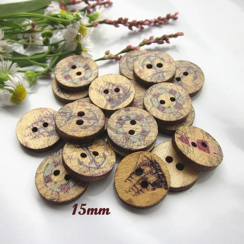 

300pcs 15mm Ocean series wood buttons for craft anchor ocean pattern buttons for scrapbooking decorative accessories wholesale