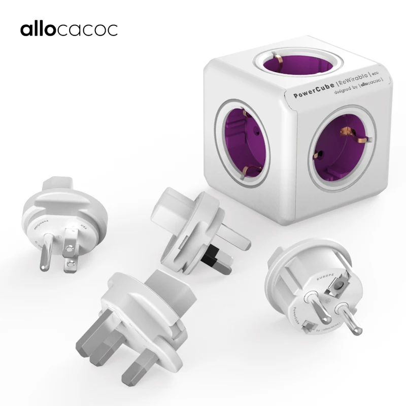 

allocacoc powercube travel adapter smart EU UK AU CN plug power socket extension multi electrical plug USB power strip world