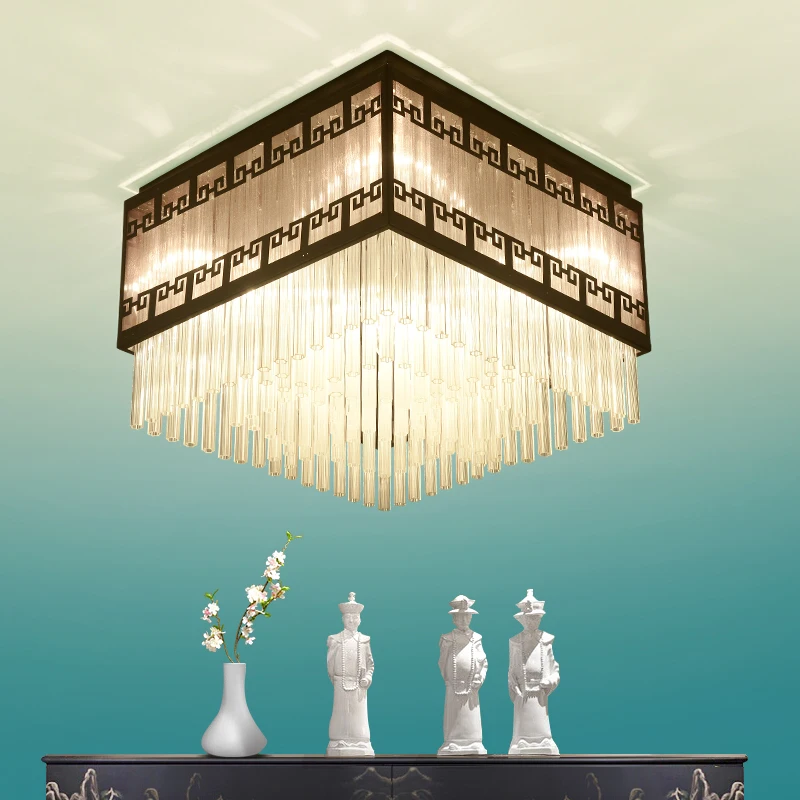 

Chinese style crystal retro ceiling lamps rectangle ceiling lamp living room bedroom model room lamp ZA628 ZL108