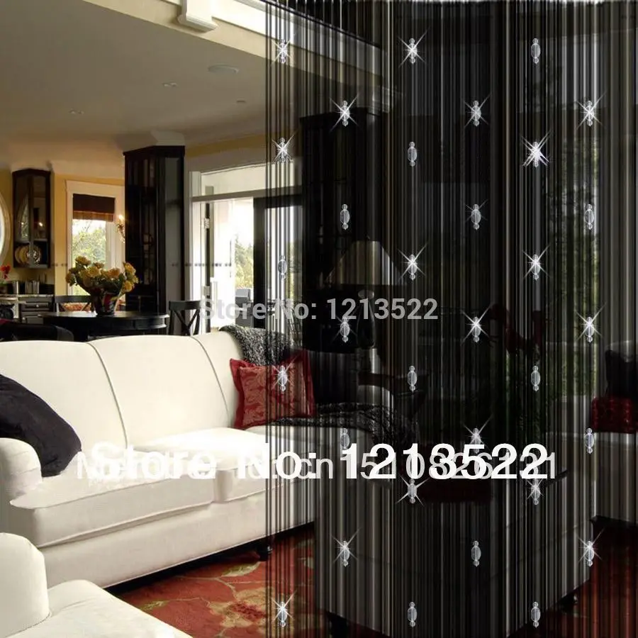 Effen kleur decoratieve gordijn met 3 kralen deur window panel ...