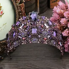 2017 chegada nova charme purple crystal crown nupcial tiaras magnifico rhinestone diadema par o vestido de casamento da príncipes