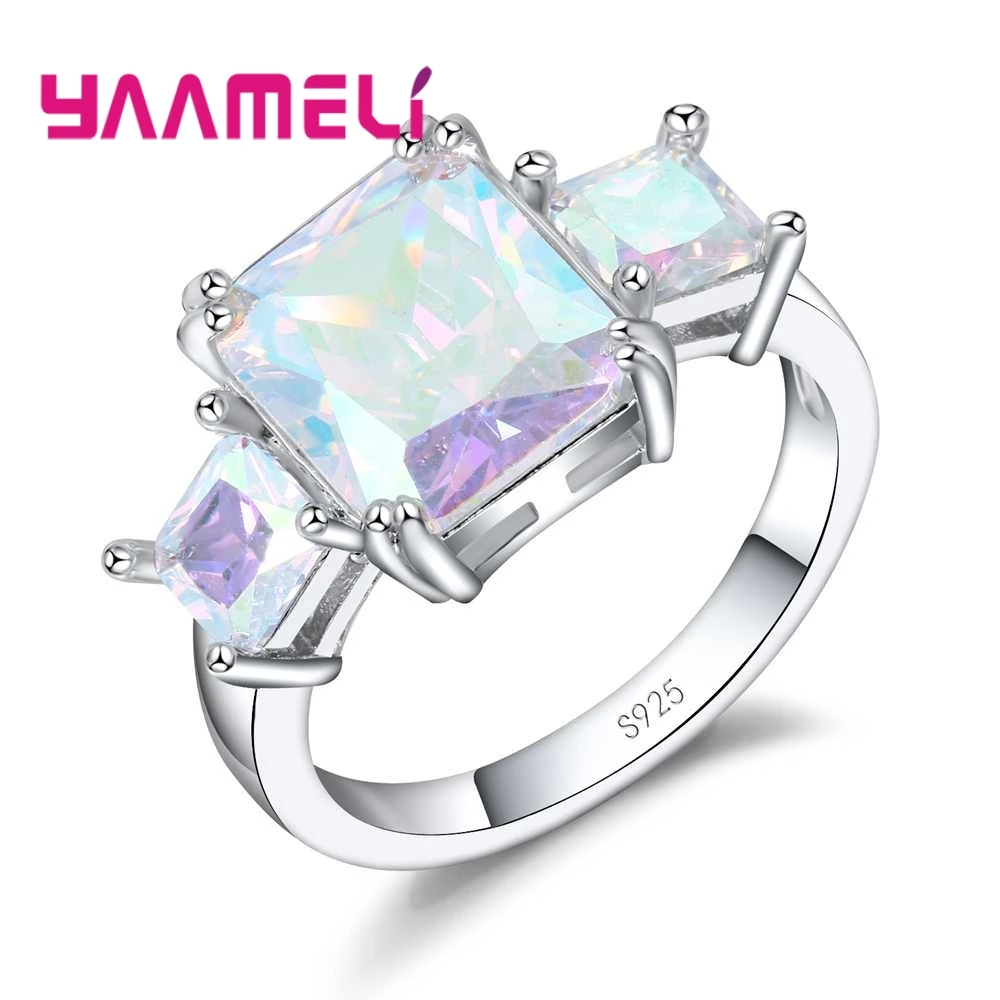 Three Magnificent Cubic Zirconia 925 Sterling Silver Fashion Jewelry Ring For Charming Ladies Party Decoration | Украшения и