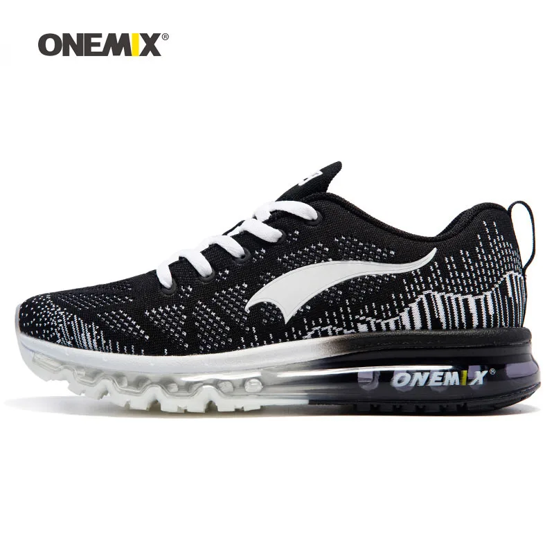 ONEMIX мужская спортивная обувь для мужчин красивые Zapatillas спортивные кроссовки Черный Красный Спортивная воздушная подушка уличные беговые Прогулочные кроссовки - Цвет: Black White 1118