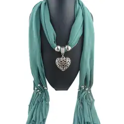 Женский длинный шарф с бахромой двойное полое сердце кулон шарф леди кисточкой Теплые шарфы
