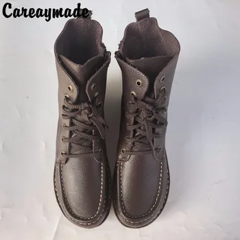 

Careaymade-Genuine Leather Shoes,Pure Handmade Ankle Boot,The Retro Art Mori Girl Shoes, Fashion Retro Matting Woman Boots