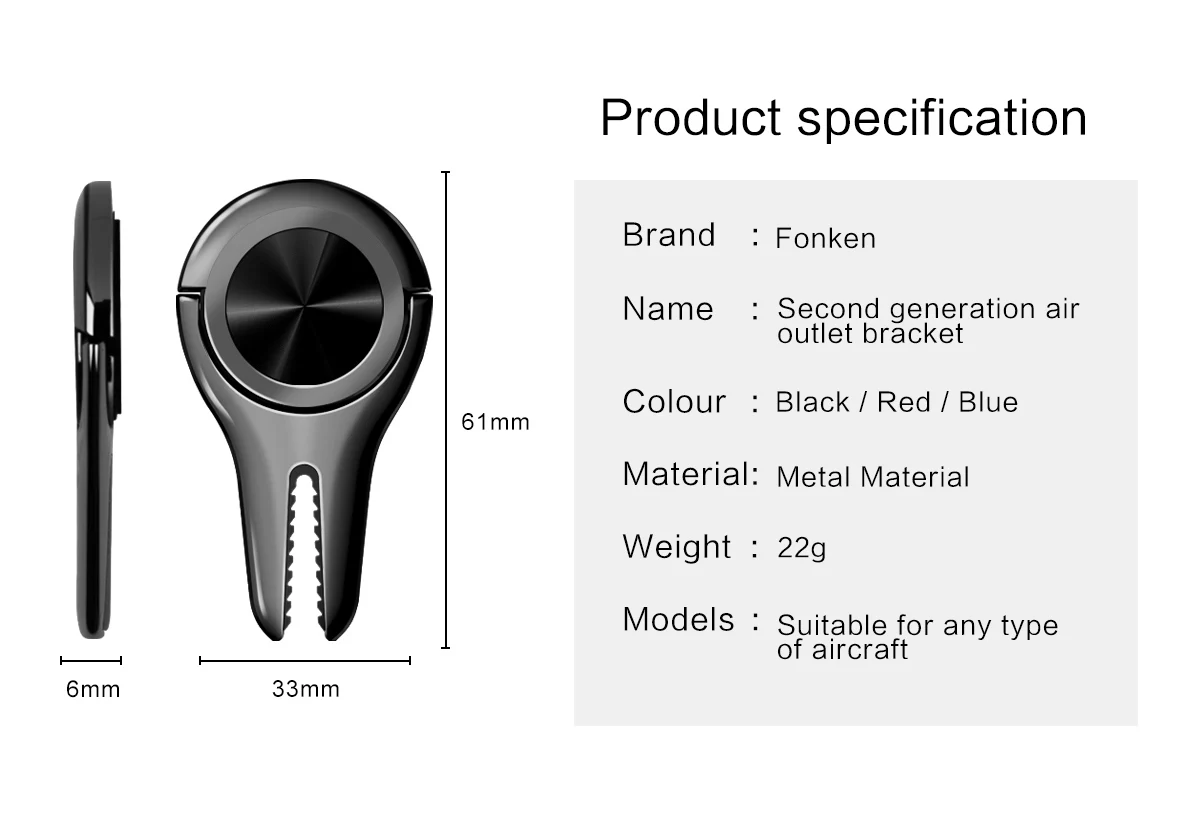 Автомобильный держатель для телефона FONKEN, универсальный Настольный кронштейн, вращающаяся на 360 градусов розетка для вентиляционного отверстия, подставка для мобильного телефона