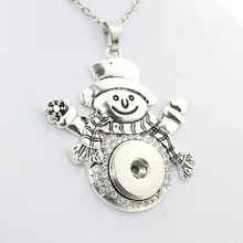 2016 vintage Crystal Christmas snowman pendant Necklace 18mm metal snap button jewelry one direction 5 5