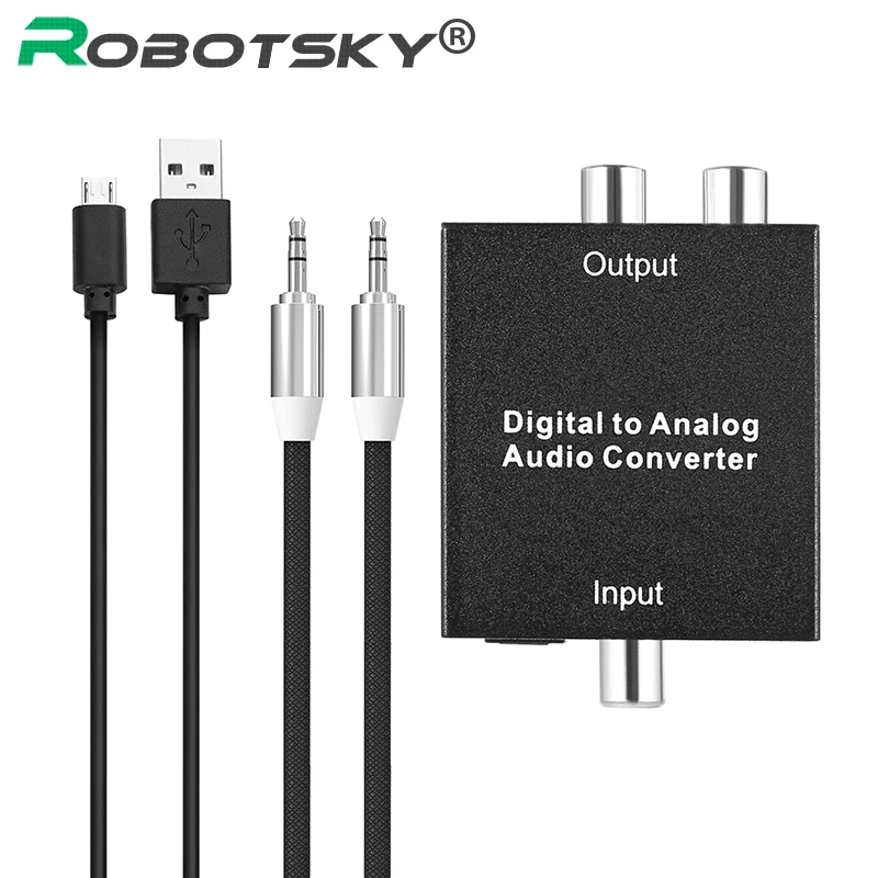 3.5mm Digital to Analog Audio Converter Adapter with Power Cable