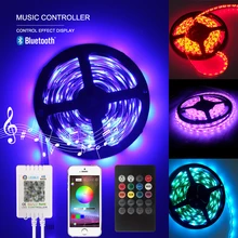 Bluetooth Music LED Strip lights 5M Led Lightig Waterproof DC 12V SMD 3528 RGB Strip lights for Outdoor Home Bedroom Bar Decor