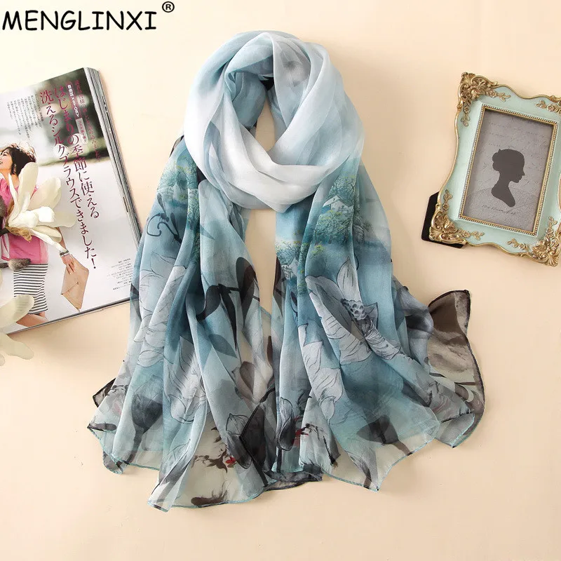 

Spring And Summer 100% Silk Scarf Natural Silk Shawl Women Luxury Fashion Scarves Beach Towel
