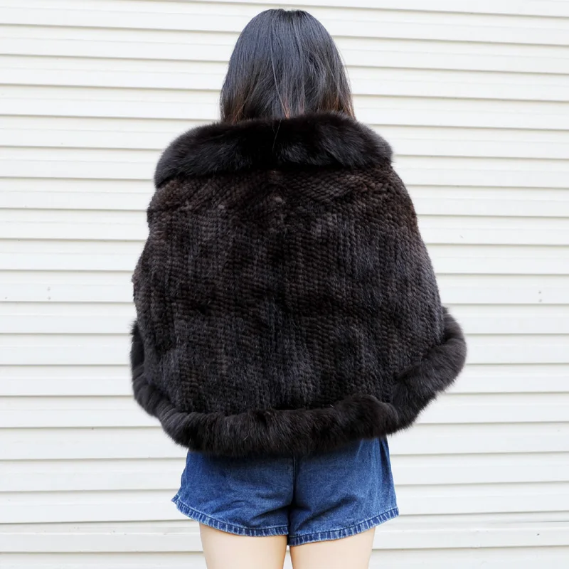 CX B M 99E большой бренд Fox Fur Trim Новая мода зима женская натуральная Вязаная Шаль из
