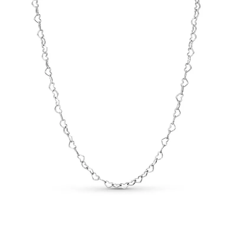 

2019 Spring New 925 Sterling Silver Sweater Chain Branded Joined Hearts Necklace Original For Women Fine Jewelry Birthday Gift