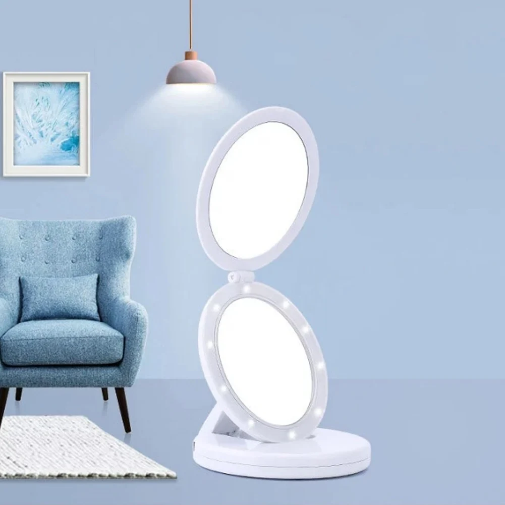 

2019 Two-in-one Design 1X/5X Magnification LED Lighted Makeup Mirror Double Folding Travel Portable Mirrors @ME88