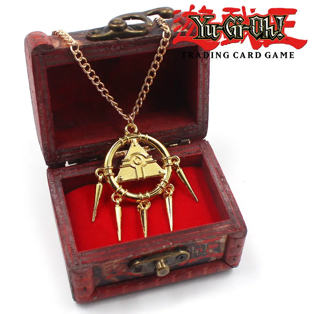 

Anime Golden YGO Yu Gi Oh Ryo Bakura Millennium Wheel Wisdom Pendant Necklace with Custom Box