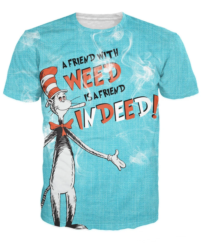 A Friend With Weed Indeed T Shirt Cartoon Character Dr Suess Cat T