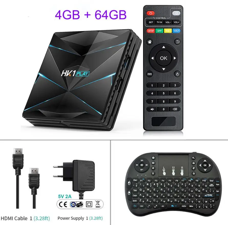 2GB 16GB Russian ke HK1 Play Android 9,0 ТВ приставка S905X2 DDR 3 4 ГБ 32 ГБ 64 Гб 2,4 ГГц 5 ГГц Wifi смарт медиаплеер Поддержка Bluetooth 4K 3D телеприставка - Цвет: 2GB 16GB Russian ke